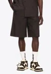 Off-white Damier Cot Jacquard Bowling Shorts In Brown