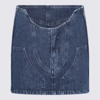 Off-white Dark Blue Cotton Blend Denim Skirt