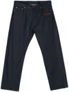 Off-white Embroidered-logo Jeans In Dark Blue