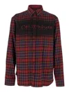 Off-white Bordeaux Shirt With Maxi Logo Lettering On The Front And All-over Check Motif In Wool Man In Brown