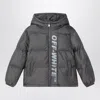 Off-white Dark Gray Ripstop Nylon Puffer Jacket In Gray