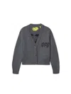 Off-white Arrow Chunky Textured-logo Cardigan In Grey