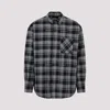 Off-white Dark Grey Cotton Check Flann Padded Overshirt In Gray