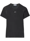 Off-white Ribbed T-shirt With Off Embroidery In Dark Grey