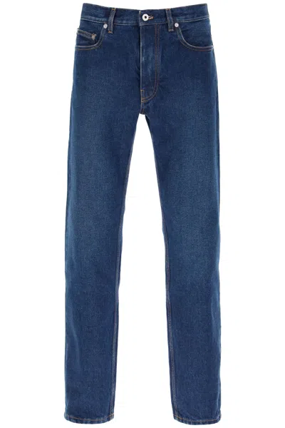 OFF-WHITE DARK-WASHED DENIM JEANS WITH TAPERED FIT FOR MEN