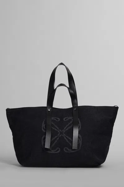OFF-WHITE DAY OFF LARGE TOTE IN BLACK COTTON