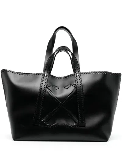 Off-white Day Off Leather Tote Bag In Black