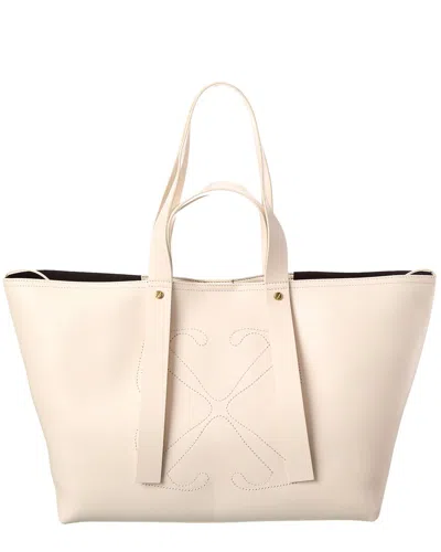Off-white Day Off Medium Leather Tote In White
