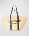 Off-white Day Off Raffia Tote Bag In Black