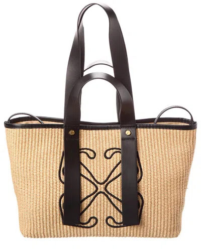 Off-white ™ Day Off Small Raffia & Leather Tote In Brown