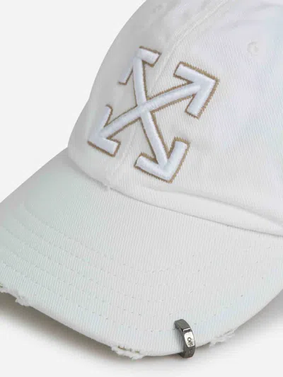 Off-white Distressed Denim Baseball Cap In Beige