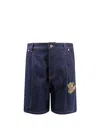 Off-white Bermuda In Denim Con Logo Anni '90 In Blue