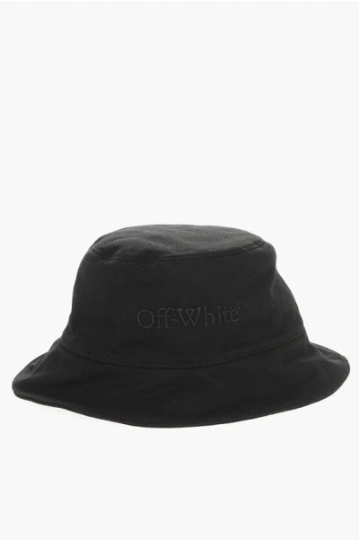 Off-white Denim Bucket Hat With Tone On Tone Logo In Black