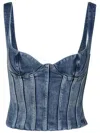 Off-white Blue Bustier Denim Tank Top In Blue