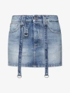 Off-white Off White Denim Mini Skirt With Straps In Blue