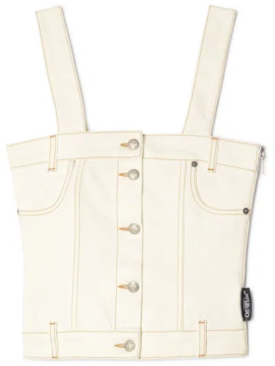 Off-white Denim Corset Top In Neutrals
