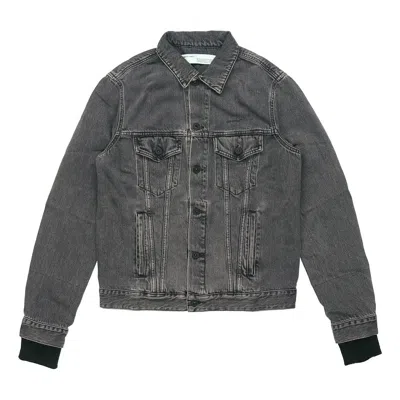 Off-white Denim Distressed Jacket 'black' In Brown