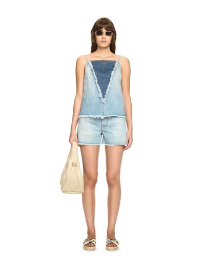 Off-white Denim Doll Top In Blue