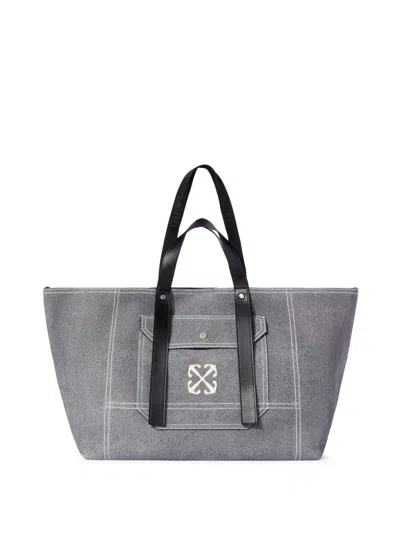 Off-white Denim Finish Day Off Tote In Black