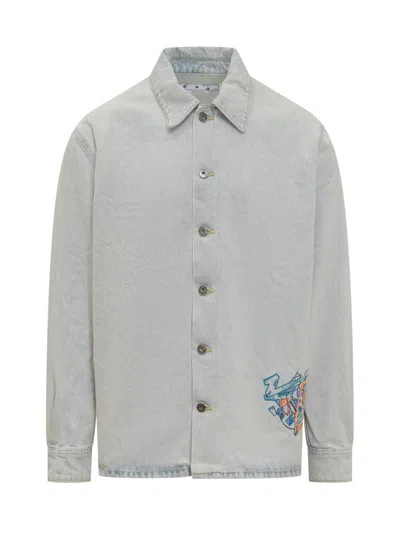 Off-white Blue Graffiti Embroidery Denim Jacket