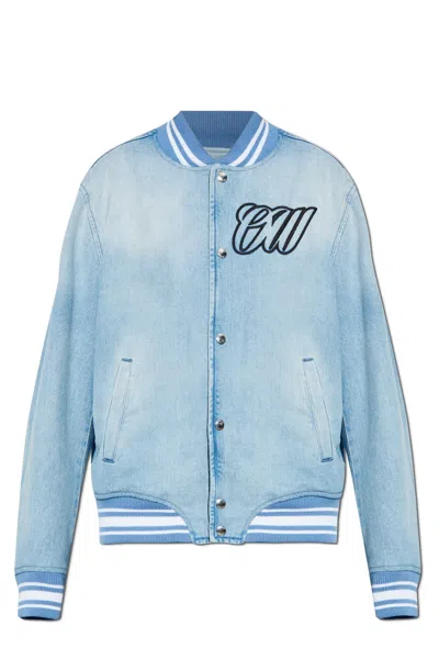 Off-white Denim Bomber Jacket In Blue