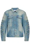 Off-white Diagonal Raw Patch Denim Jacket In Blue