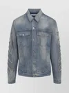 Off-white Denim Jacket With Frayed Diagonal Stripes In Blue