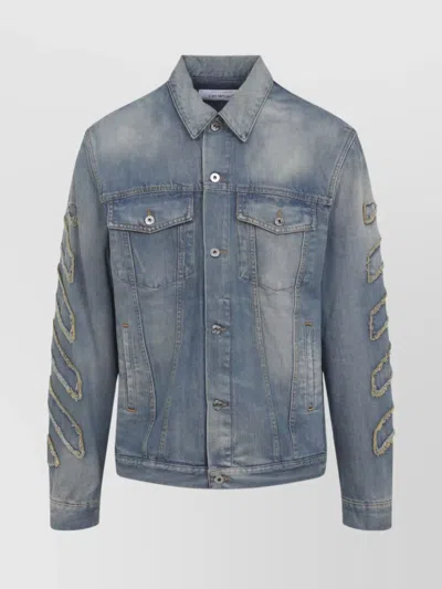 OFF-WHITE DENIM JACKET CHEST POCKETS