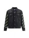 Off-white Off White Men Diagonal Arrow Outl Denim Skate Jacket In Vintage Black