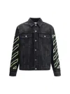 Off-white Off White Men Diagonal Arrow Outl Denim Skate Jacket In Vintage Black