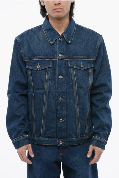 OFF-WHITE DENIM JACKET WITH ZIP DETAIL