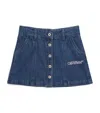 Off-white Girl's Glitter Logo-print Denim Skirt In Blue