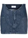 Off-white Low-waist Denim Miniskirt With 3d Detailing