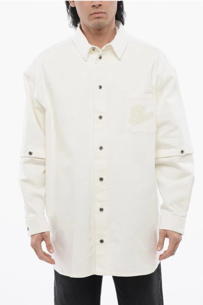 OFF-WHITE DENIM SHIRT WITH REMOVABLE SLEEVE