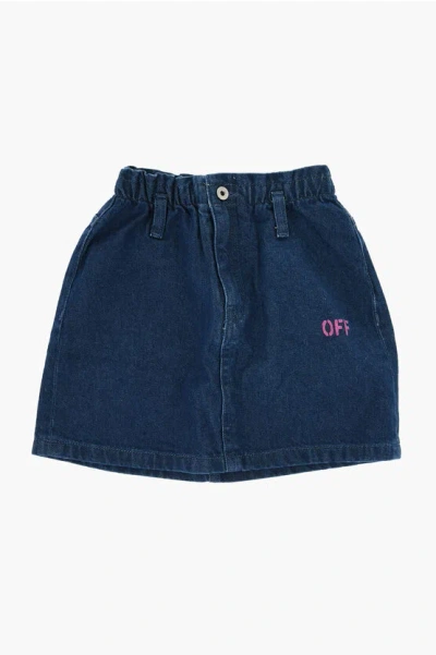 Off-white Denim Skirtwith Belt Loops In Blue