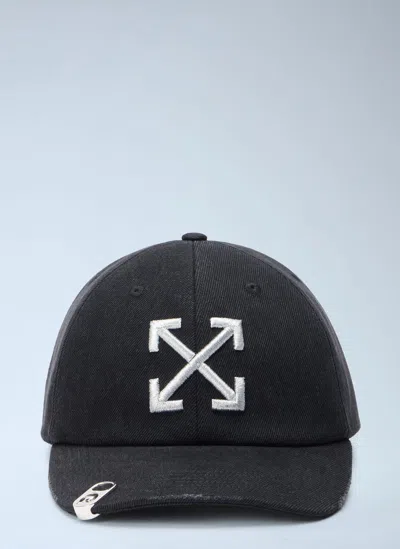 Off-white Denim Washed Baseball Cap In Black