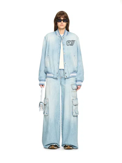 OFF-WHITE DENIM WIDE CARGO PANTS