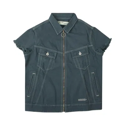 Pre-owned Off-white Denim Zip Up Shirt 'blue'
