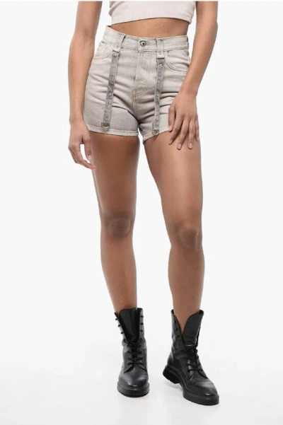 Off-white Denims Cargo Shorts With Acid-wash Effect In Black