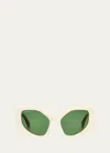 Off-white Denver Beveled Acetate Butterfly Sunglasses In White Green