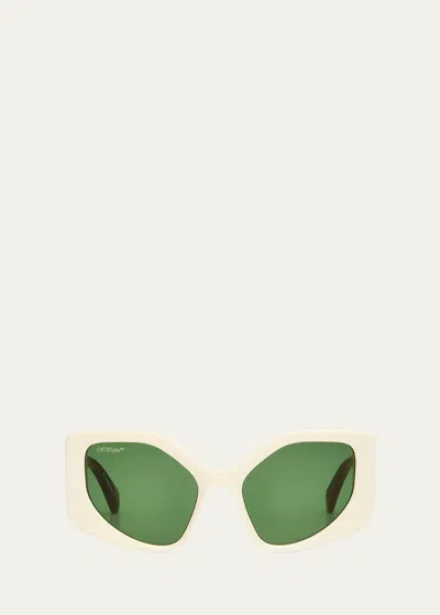 Off-white Denver Beveled Acetate Butterfly Sunglasses In Green