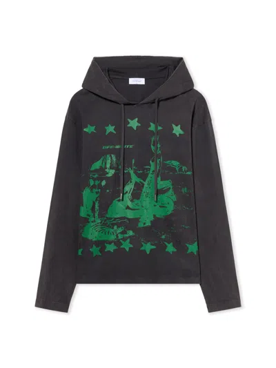 Off-white Desert Ow 90s Hooded L/s Tee In Black