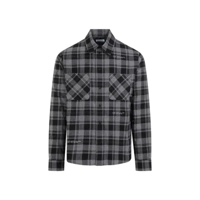 Off-white Designer Gray Flannel Shirt For Men | Ss24 Collection In Grey