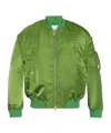 Off-white Padded Arrow Bomber Jacket With Removable Sleeves In Green