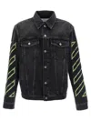 Off-white Diagonal Arrow Outline Embroidered Denim Skate Jacket