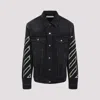 Off-white Diagonal Arrow Outline Embroidered Denim Skate Jacket In Vintage Black