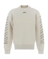 Off-white Off White™ Beige Crew Neck Sweater With Stitching In White