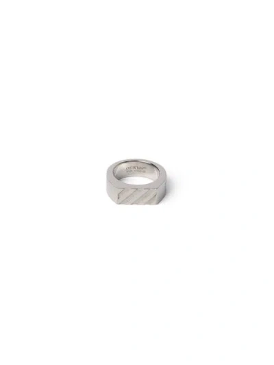 Off-white Diag Band Ring In Metallic