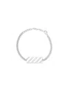 Off-white Diagonal Engraved Bracelet In Silver