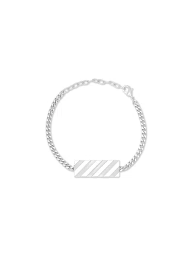 Off-white Diagonal Engraved Bracelet In Metallic